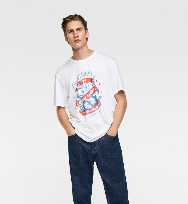 Printed Short Sleeve T-Shirt With A Round Neckline